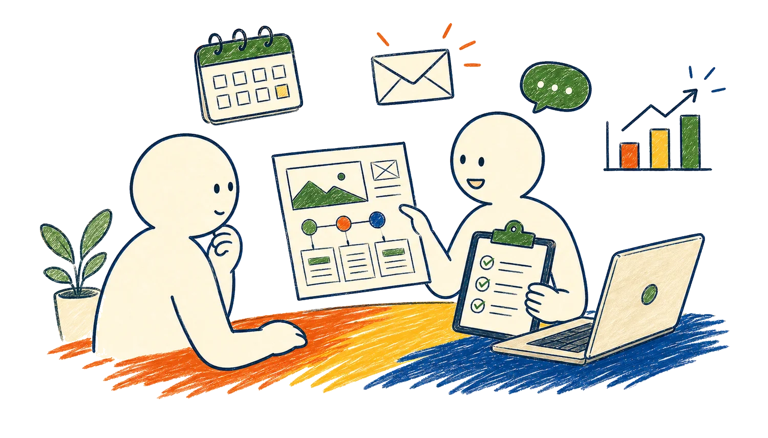 Webサイト制作の次の一歩を相談するイメージ
