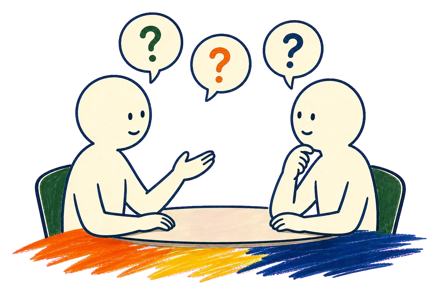 コーポレートサイト制作の疑問を相談で解消する手描きイラスト