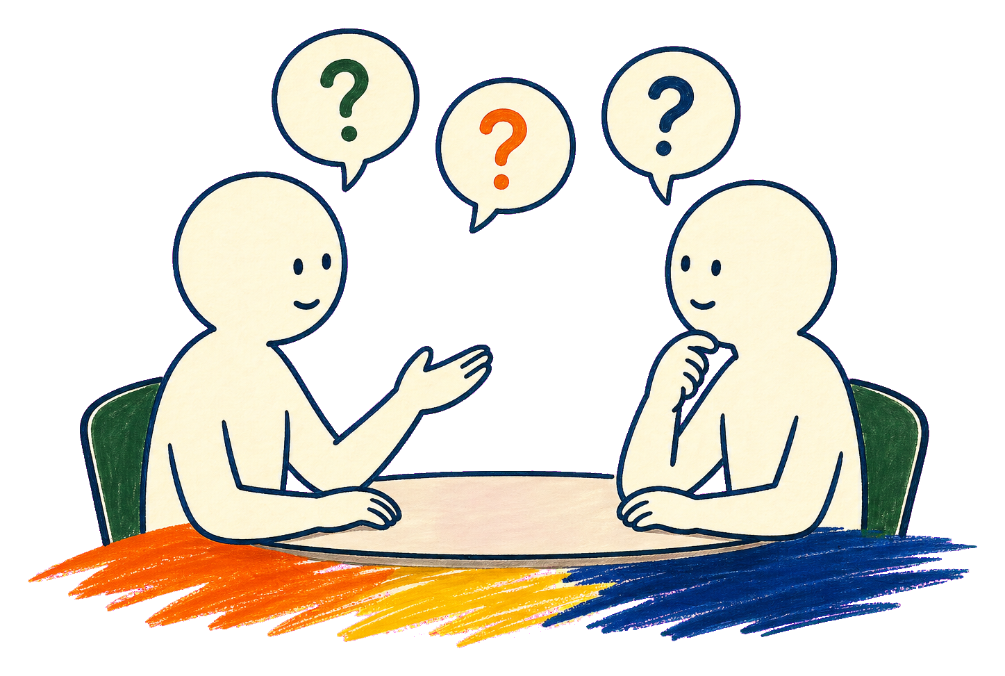 コーポレートサイト制作の疑問を相談で解消する手描きイラスト